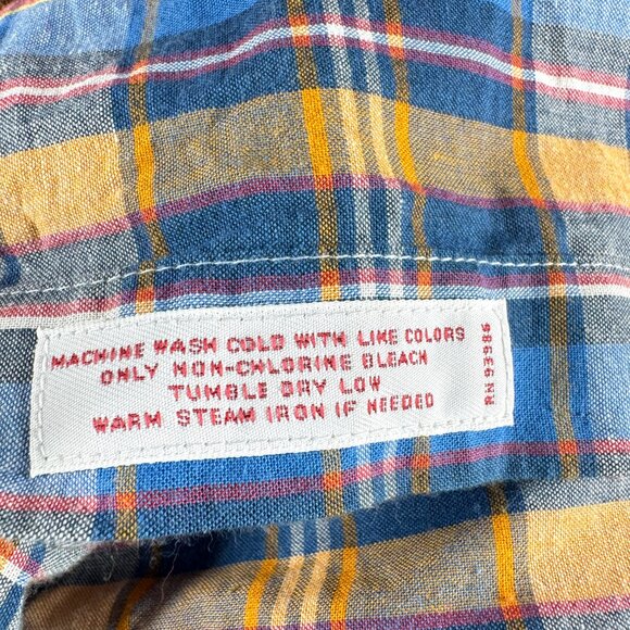 Brooks Brothers Men’s L Blue Orange Plaid Button Down Long Sleeve Shirt - Picture 9 of 11